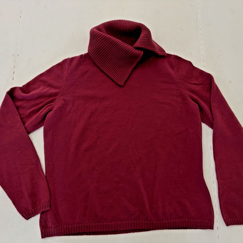 Ann Taylor Deep Plum Italian Merino Wool Long Sleeve Sweater Size L